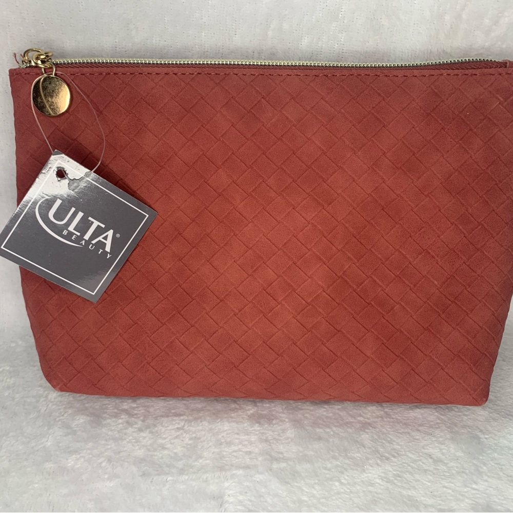 Ultra Beauty burgundy and red makeup bag